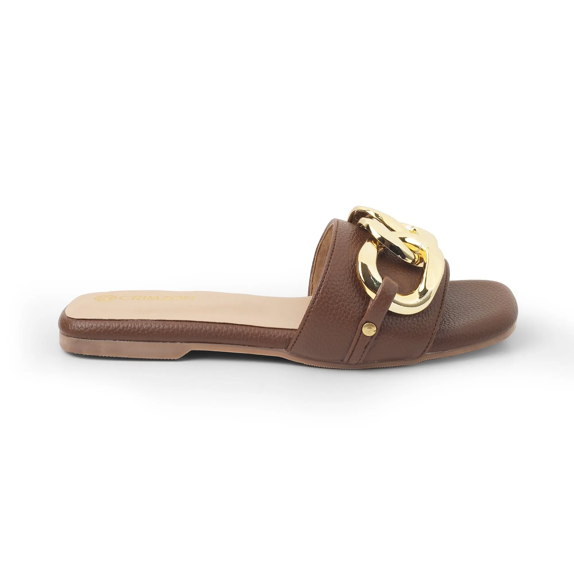 SARDINIA- BROWN BUCKLE FLATS