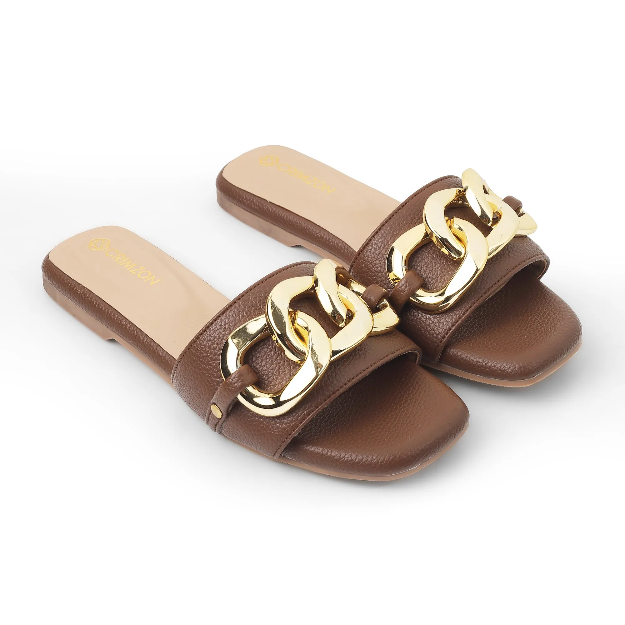 SARDINIA- BROWN BUCKLE FLATS