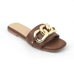 SARDINIA- BROWN BUCKLE FLATS