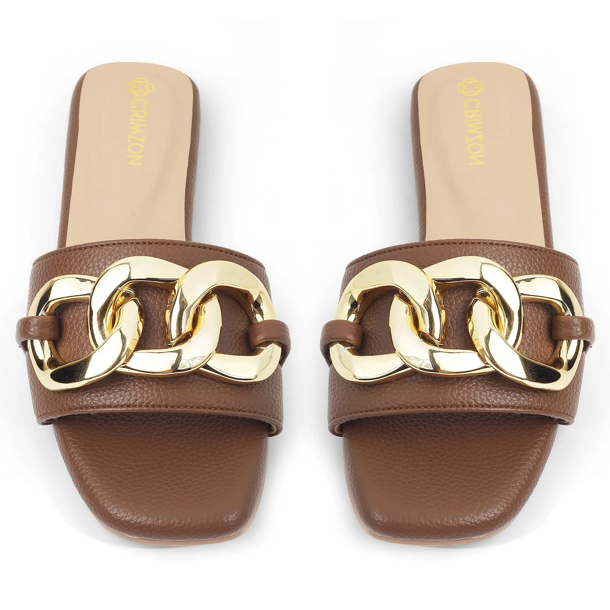 SARDINIA- BROWN BUCKLE FLATS