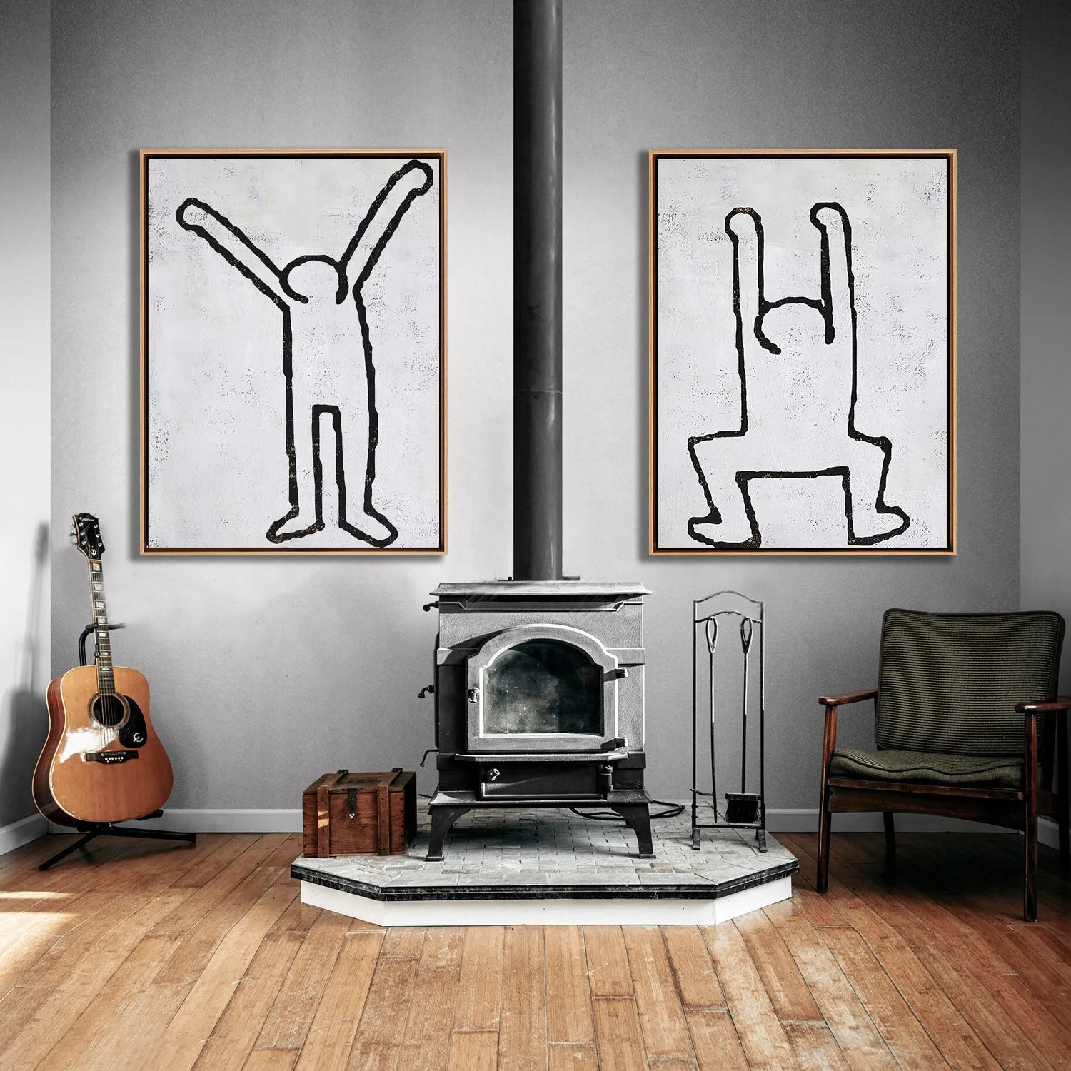 Set of 2 Minimal Painting Dancing Man P84