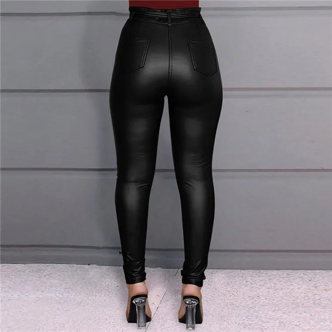 Sienna High-Waist Faux Leather Tie-Front Skinny Pants