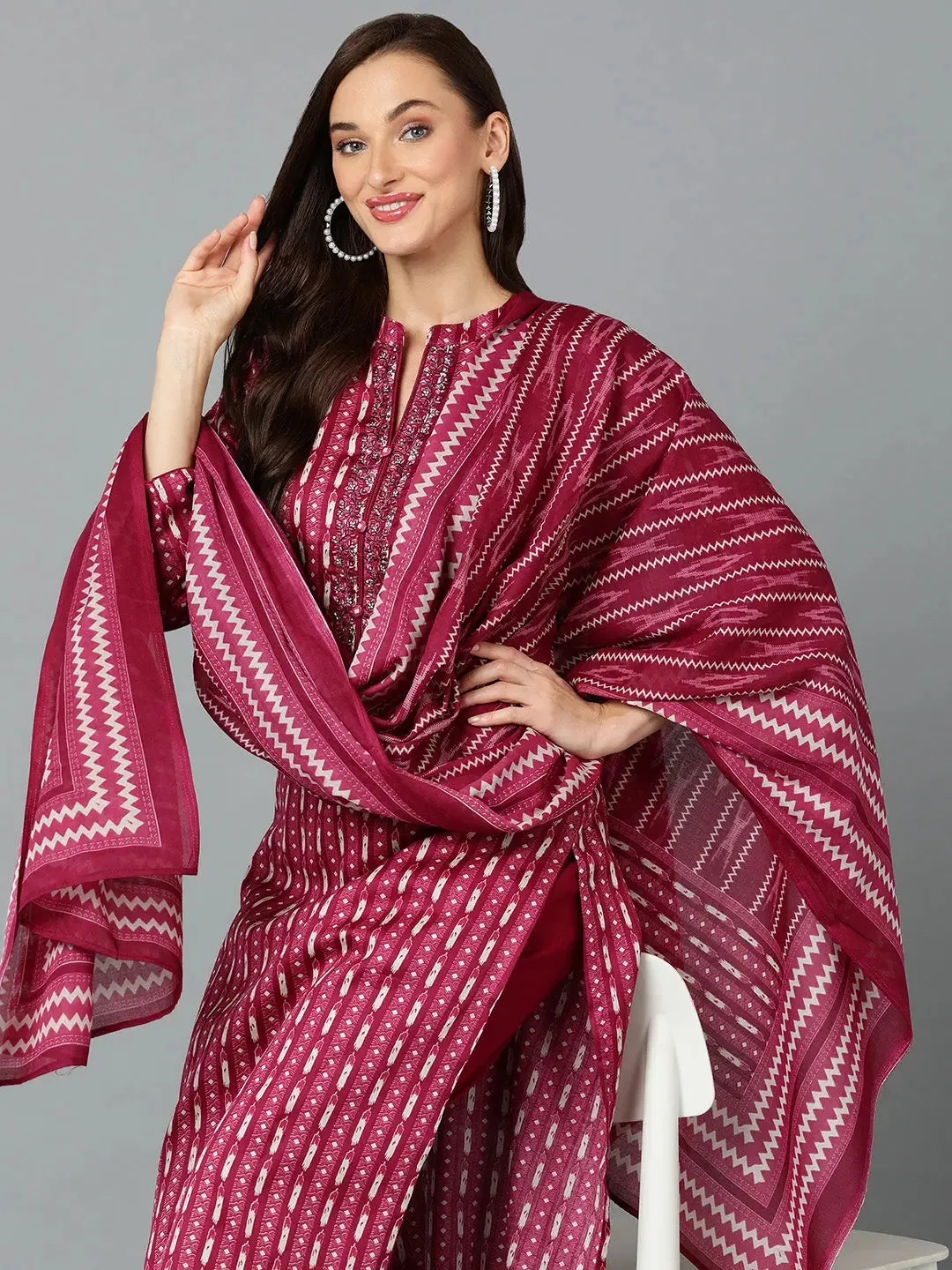 Silk Blend Tyrian Purple Straight Kurta Pant-VKSKD1811A