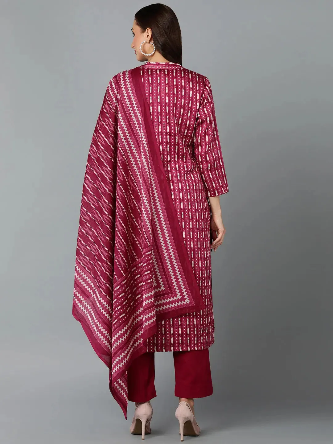 Silk Blend Tyrian Purple Straight Kurta Pant-VKSKD1811A