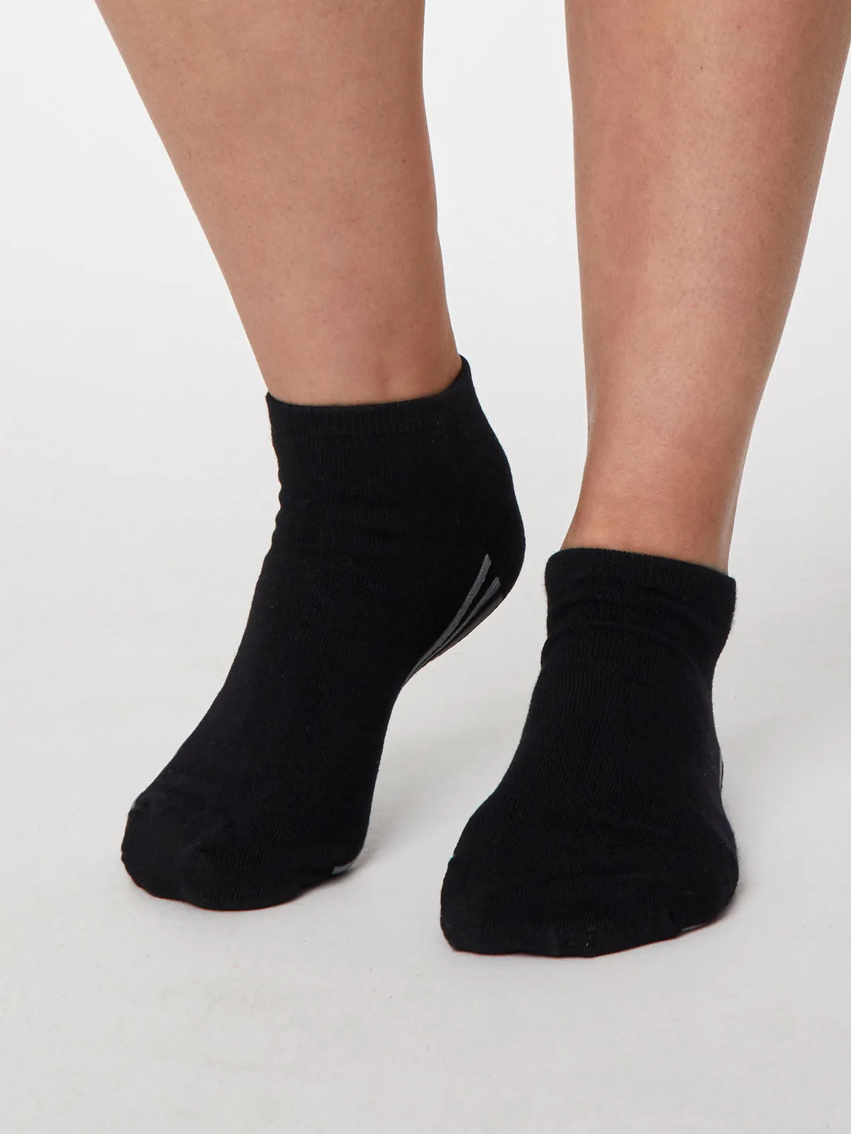 Solid Jane Black Bamboo Trainer Sock by Thought, Size 4-7