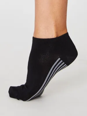 Solid Jane Black Bamboo Trainer Sock by Thought, Size 4-7