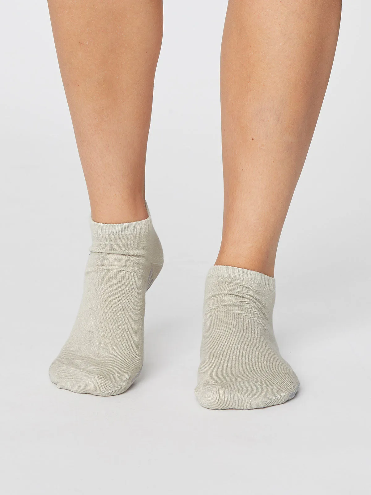 Solid Jane Sand Bamboo Trainer Sock by Thought, Size 4-7