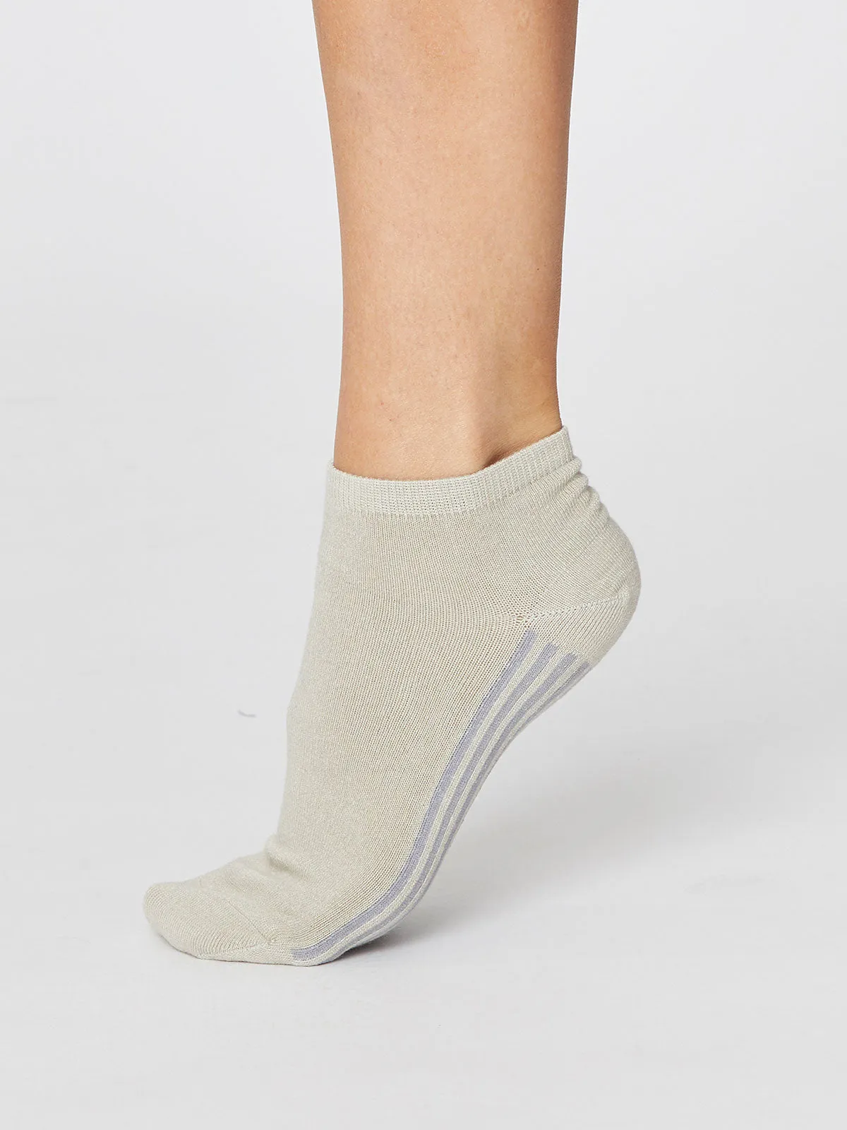 Solid Jane Sand Bamboo Trainer Sock by Thought, Size 4-7