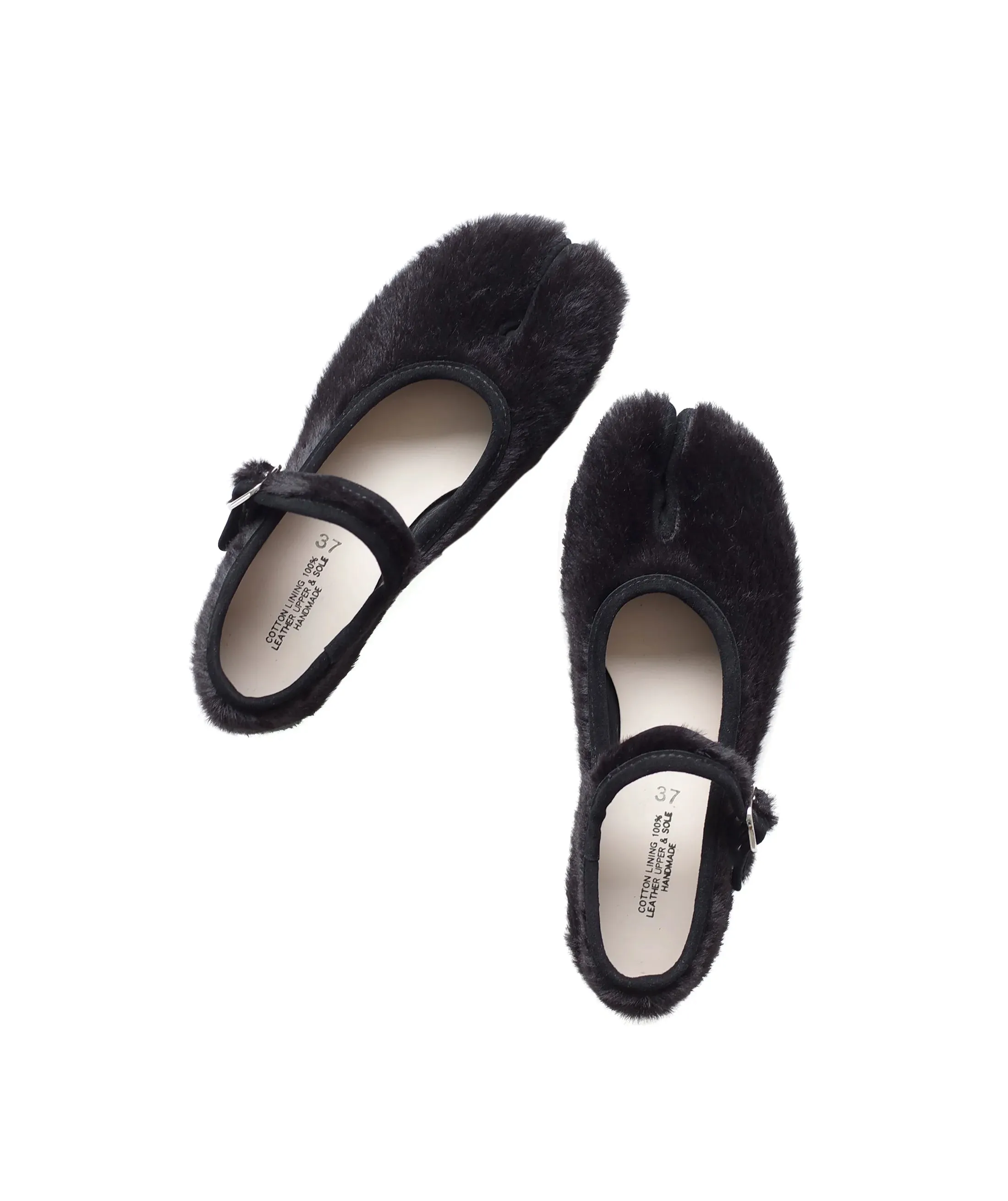 Split-Toe Furry Mary Jane Shoes