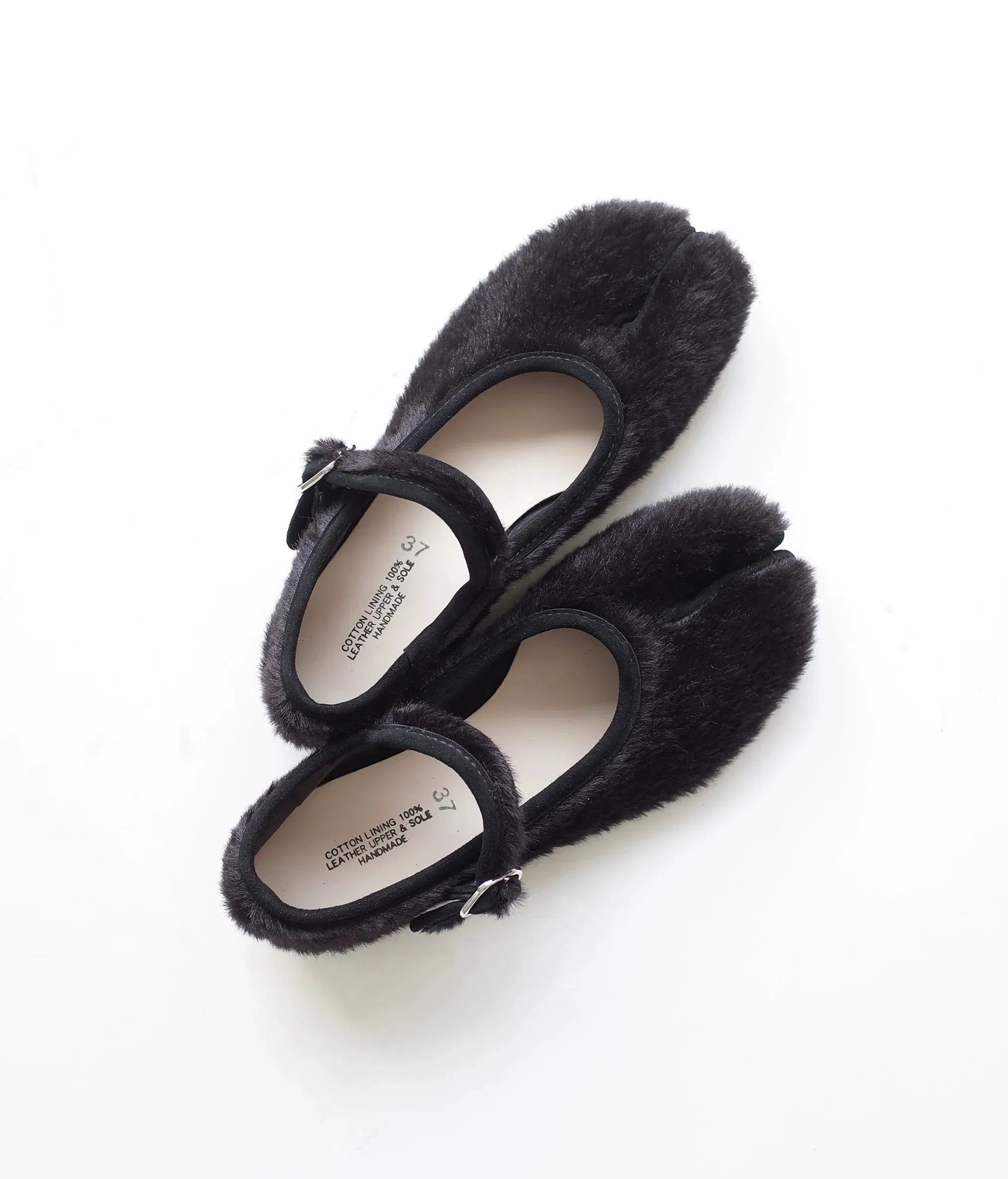 Split-Toe Furry Mary Jane Shoes