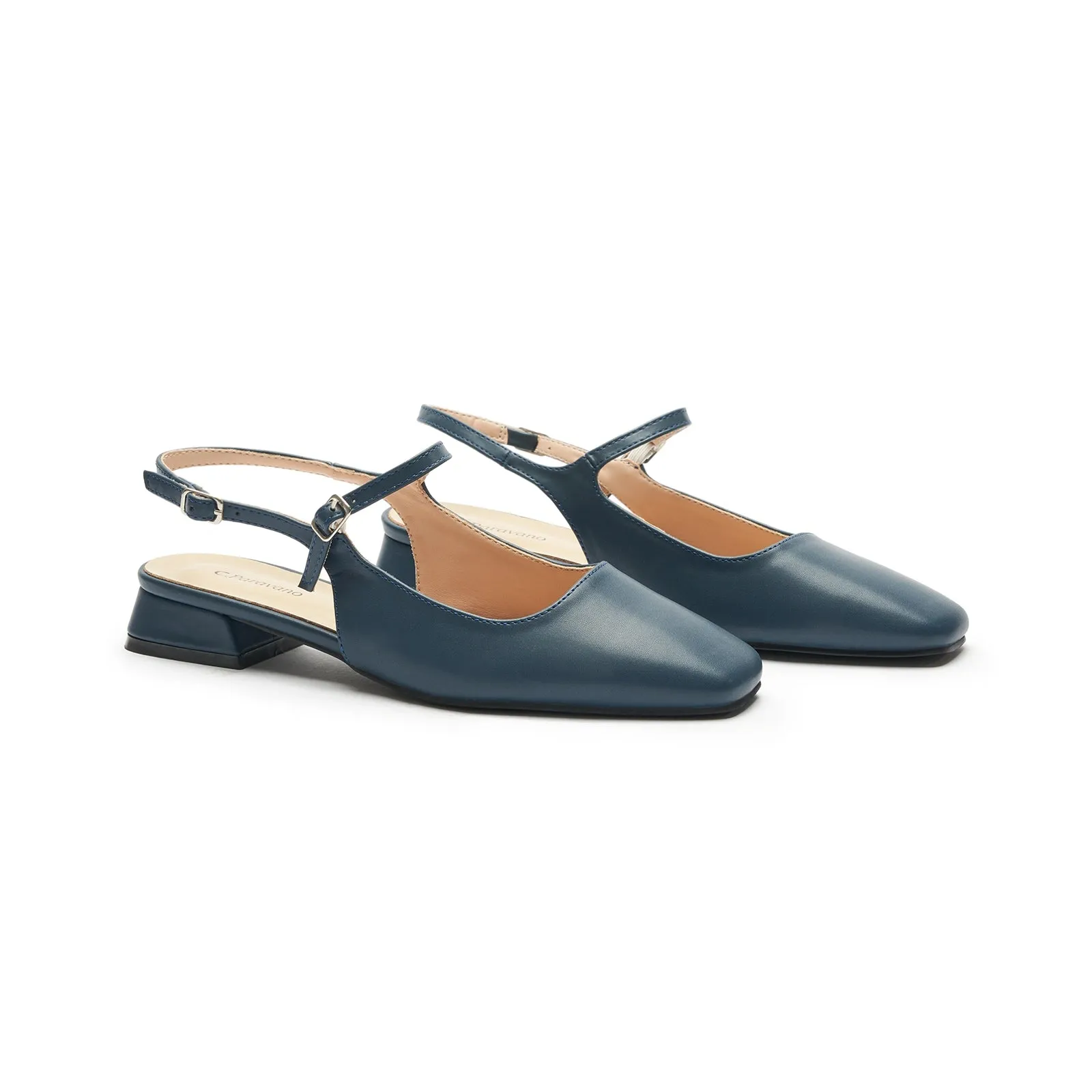 Square-Toe Sleek Slingback Flats (Felicia)