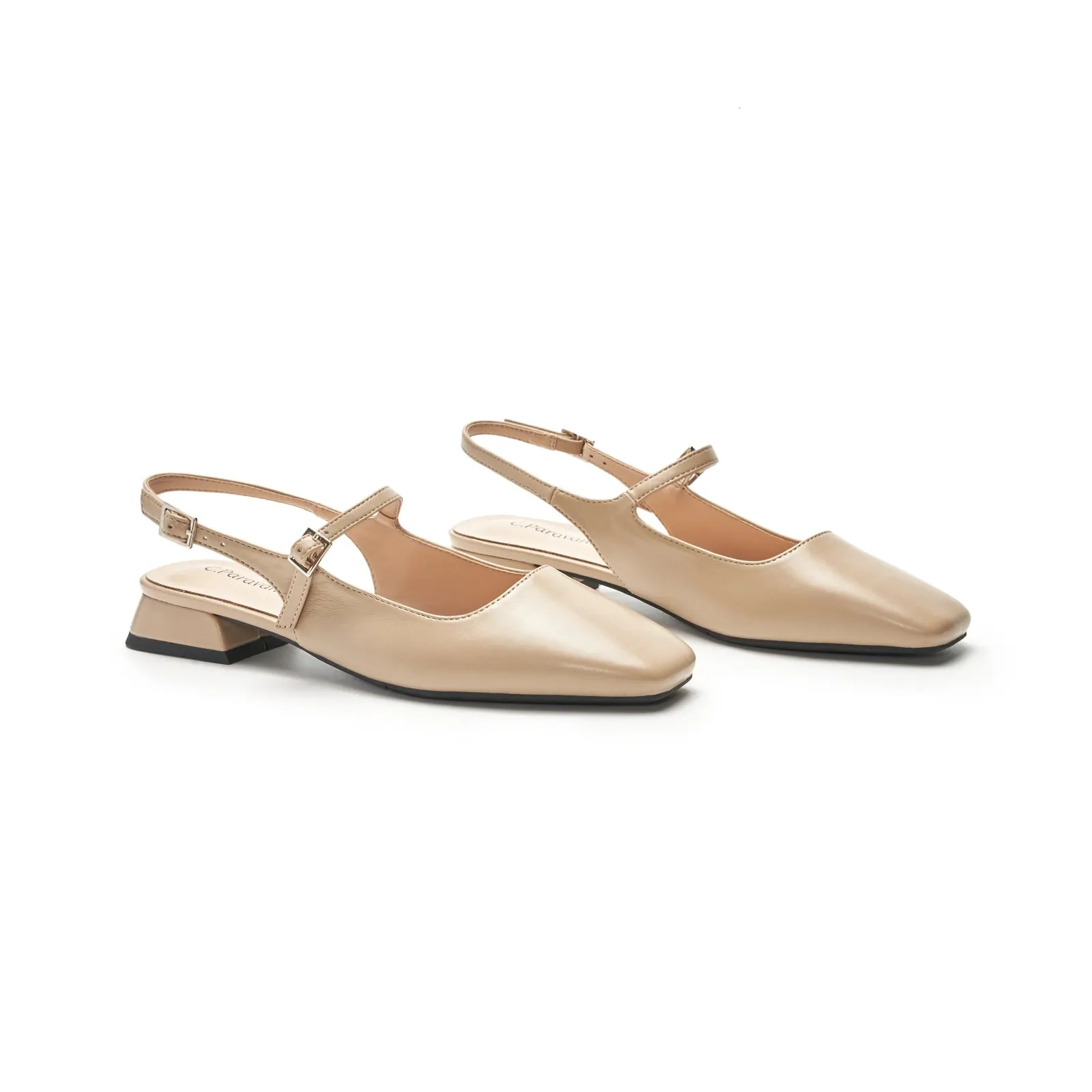 Square-Toe Sleek Slingback Flats (Felicia)