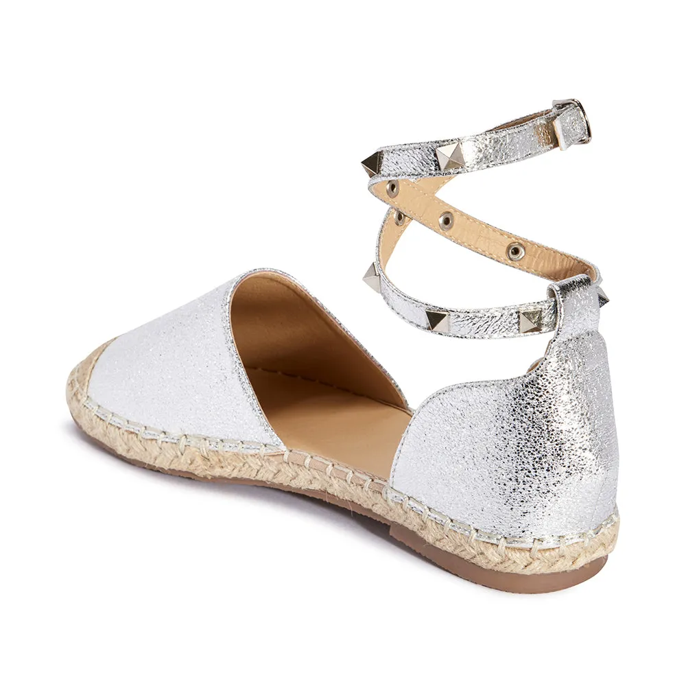 Studded ankle strap flat