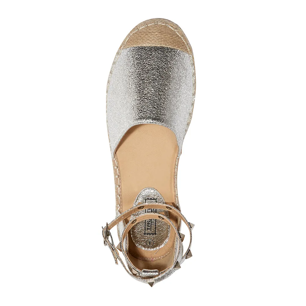 Studded ankle strap flat