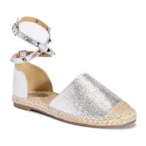 Studded ankle strap flat