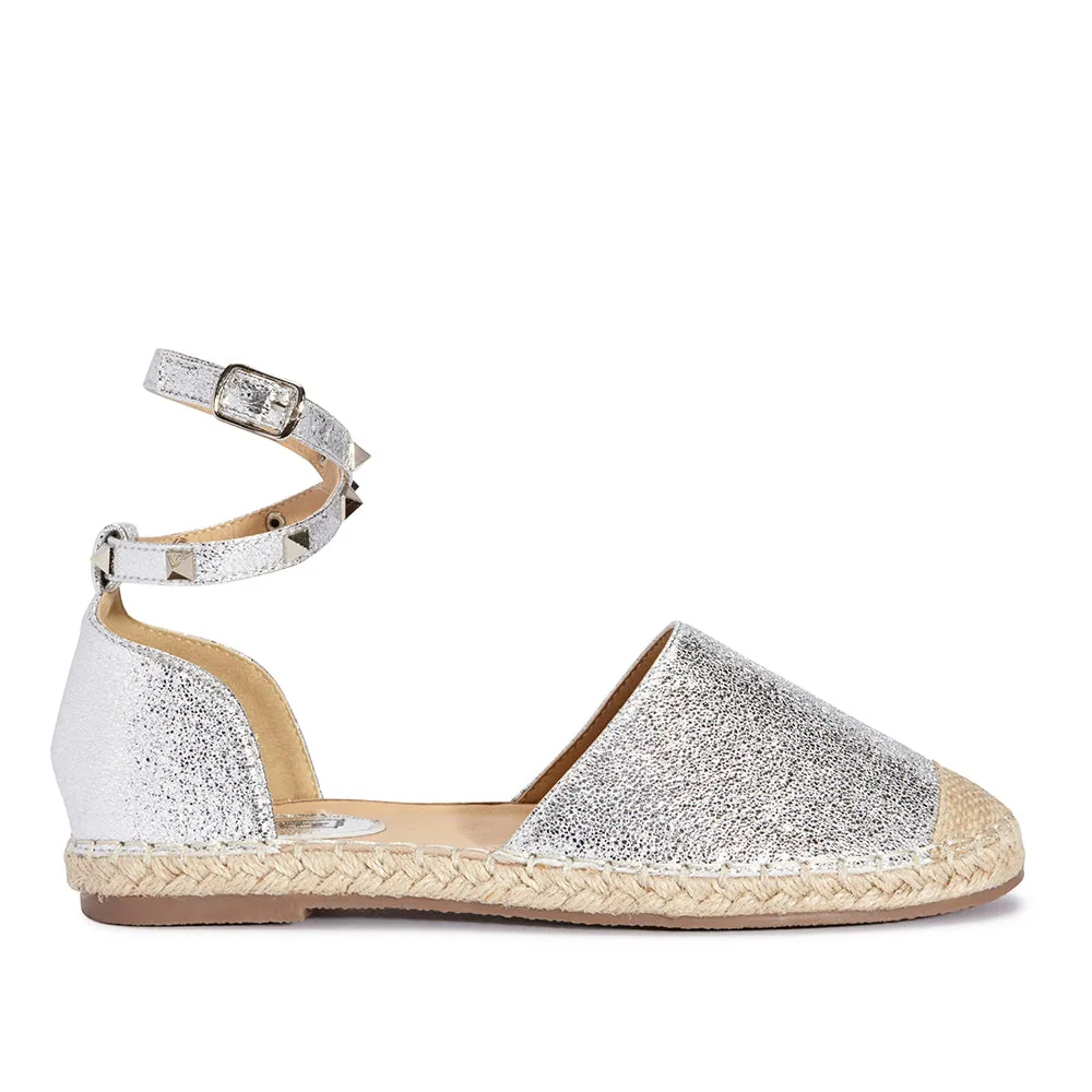 Studded ankle strap flat