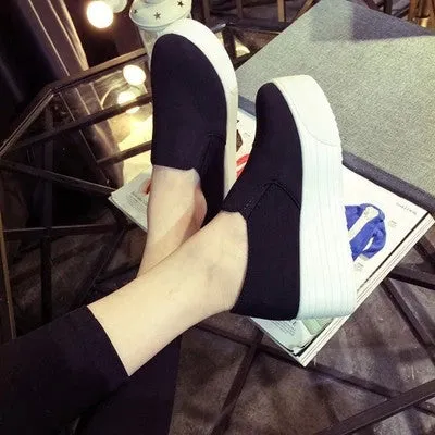 Style women platform shoes woman flats loafers canvas espadrilles slip on Ladies Creepers thick sole ev