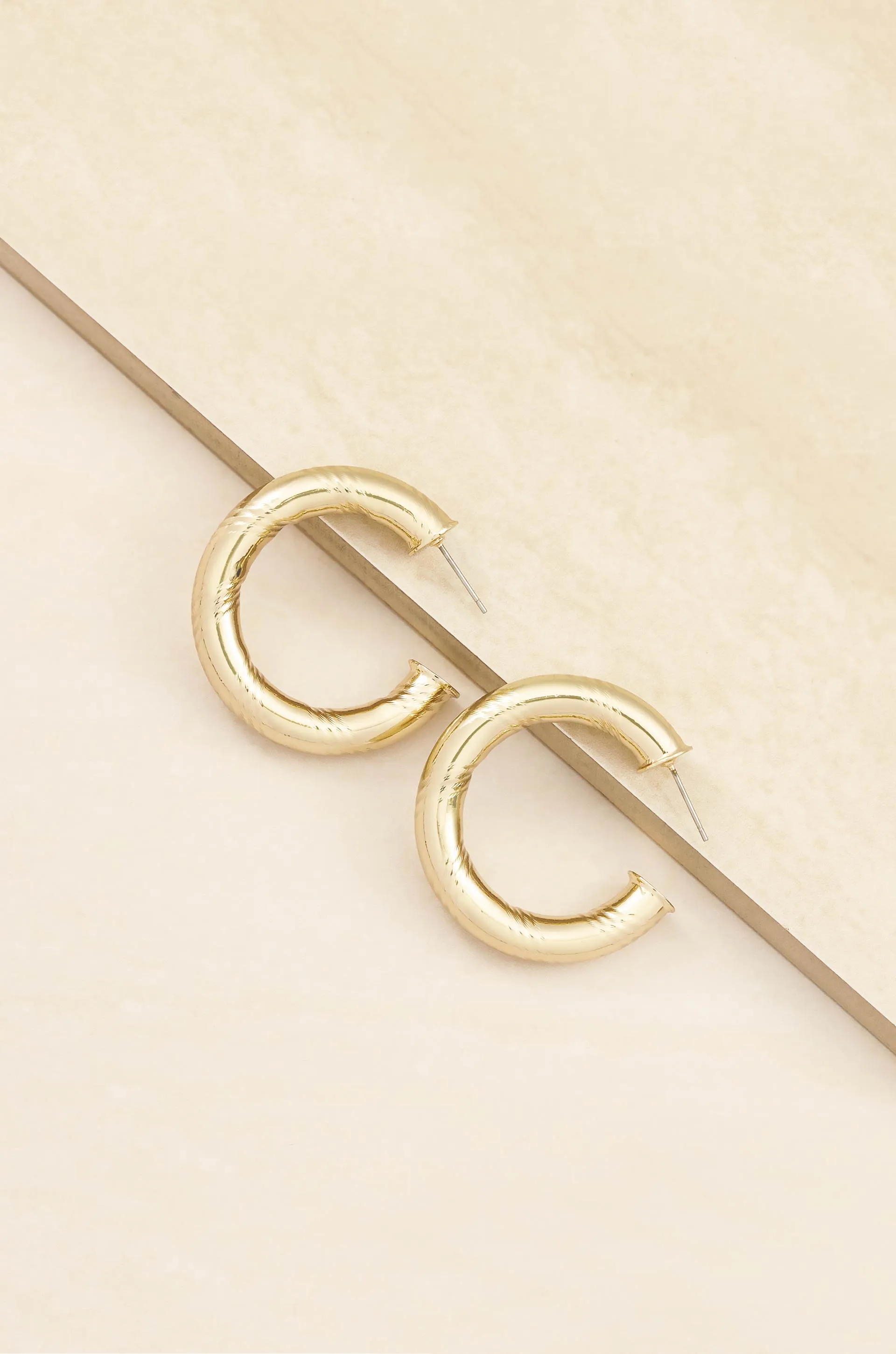 Thick and Minimal 18k Gold Plated Hoops
