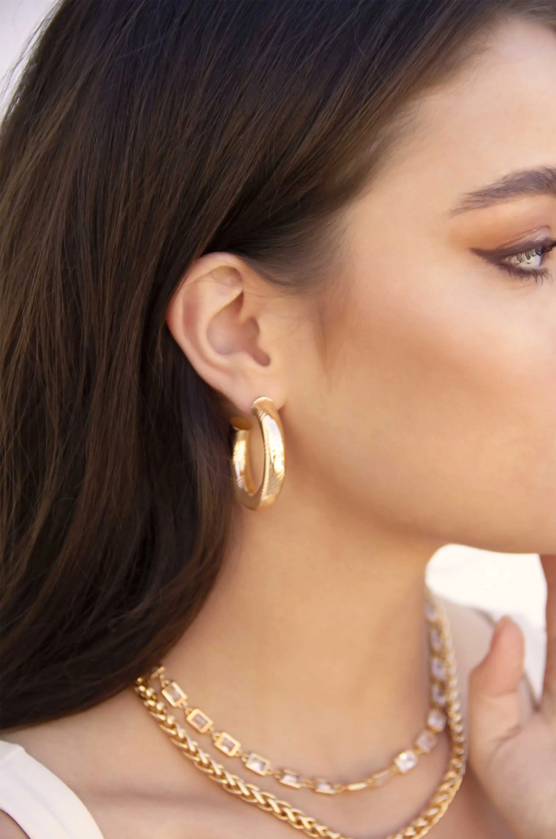 Thick and Minimal 18k Gold Plated Hoops