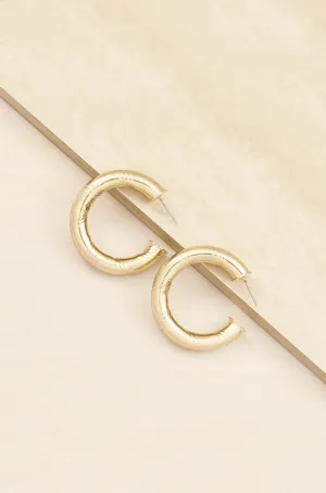 Thick and Minimal 18k Gold Plated Hoops