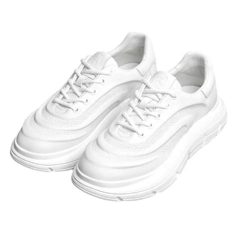 TNV Casual Genuine Leather Shoes Thick Bottom Sneakers Laces Up Breathable DS06037