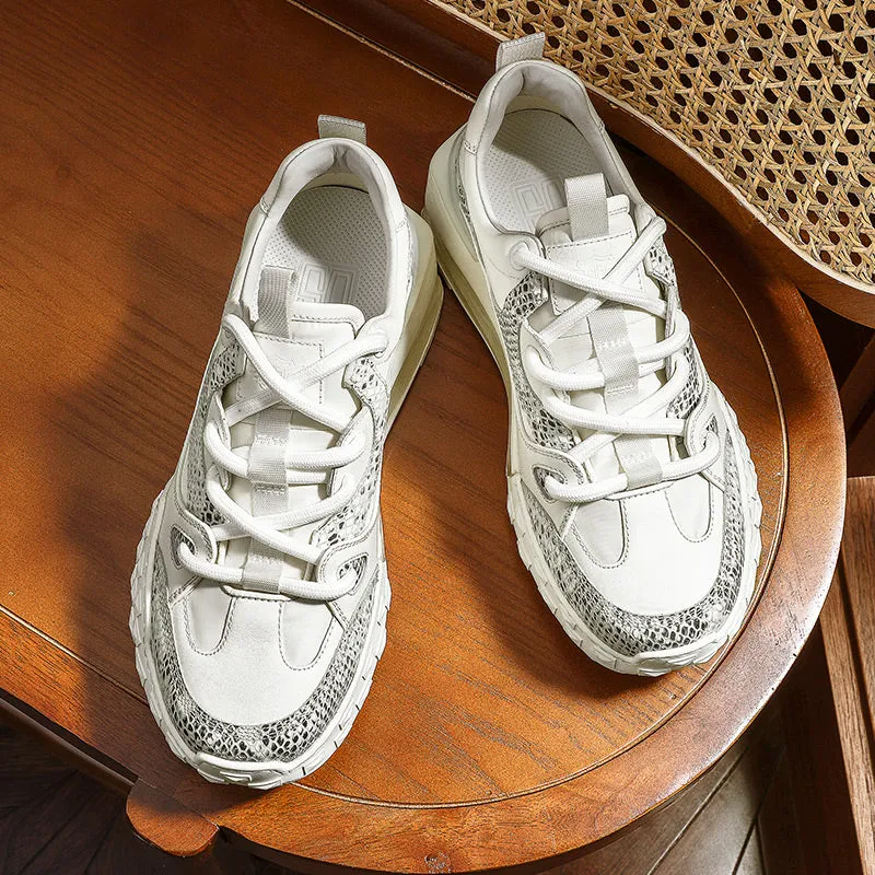 TNV Casual Shoes Thick Bottom Leather Sneaker Laces Up Summer Breathable DS2329