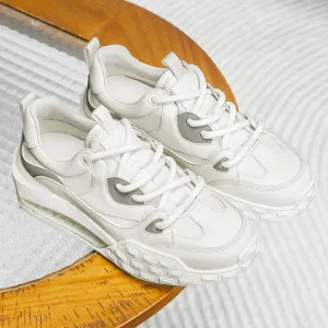 TNV Casual Shoes Thick Bottom Leather Sneaker Laces Up Summer Breathable DS2329