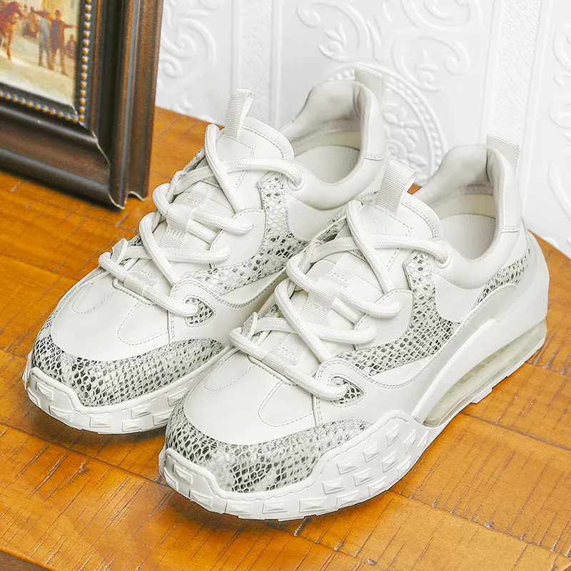 TNV Casual Shoes Thick Bottom Leather Sneaker Laces Up Summer Breathable DS2329