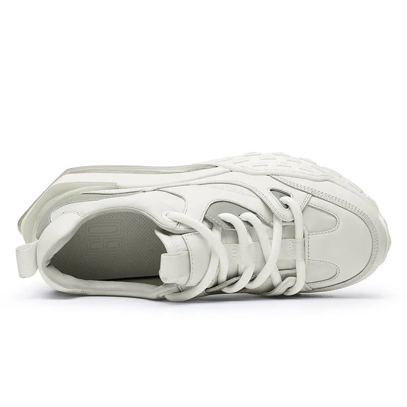 TNV Casual Shoes Thick Bottom Leather Sneaker Laces Up Summer Breathable DS2329