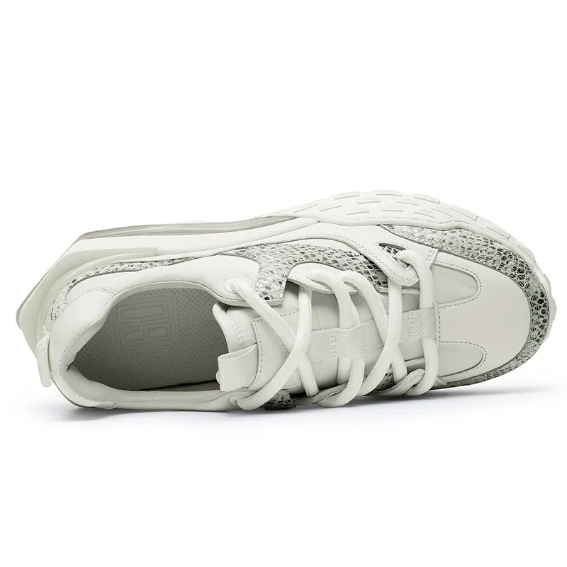 TNV Casual Shoes Thick Bottom Leather Sneaker Laces Up Summer Breathable DS2329