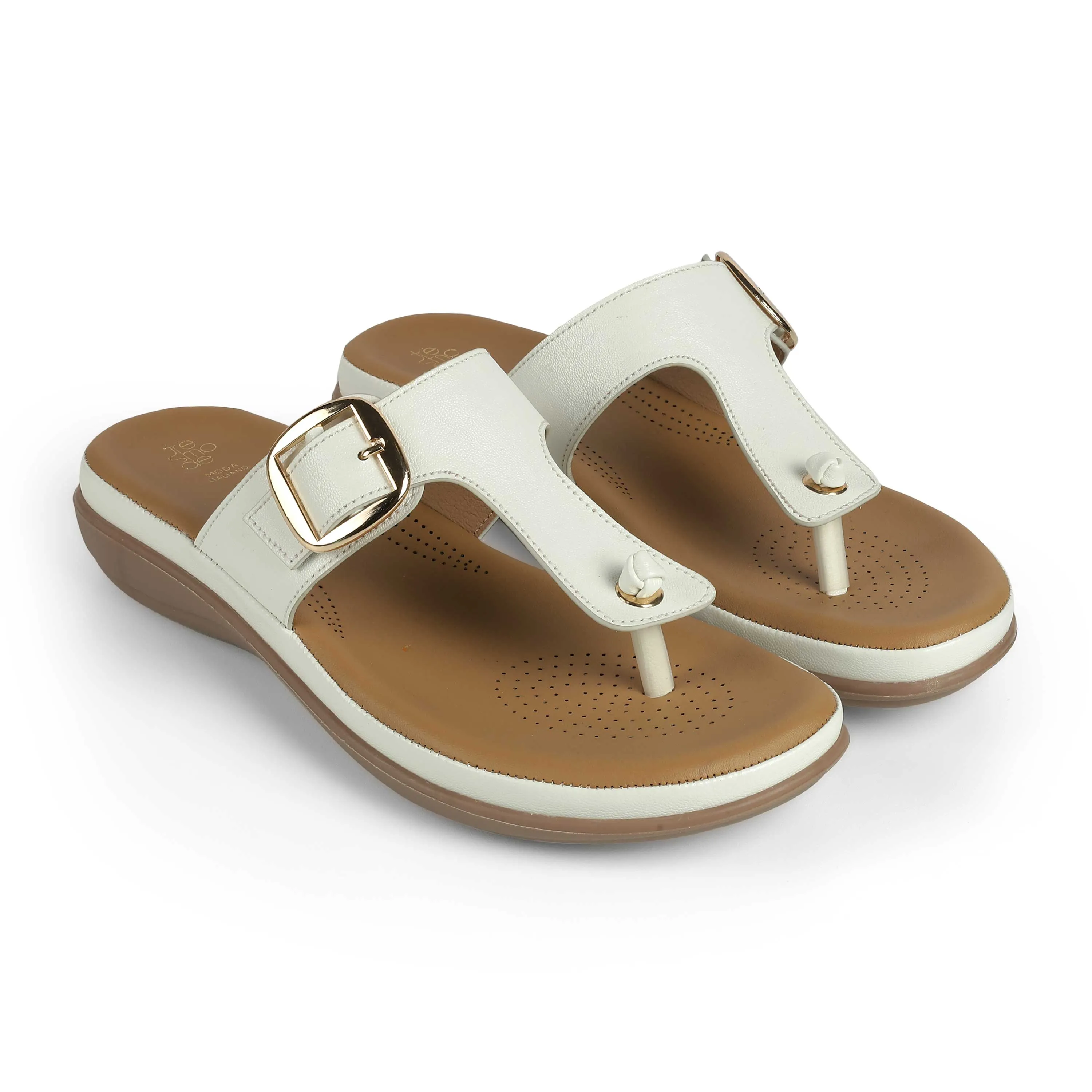 Tresmode Esop White Women's Casual Platform Flats