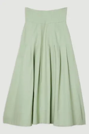 Viscose Linen Tailored Full Skirted Midaxi Skirt