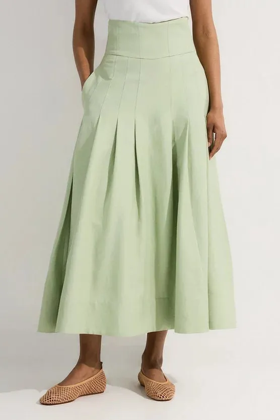 Viscose Linen Tailored Full Skirted Midaxi Skirt