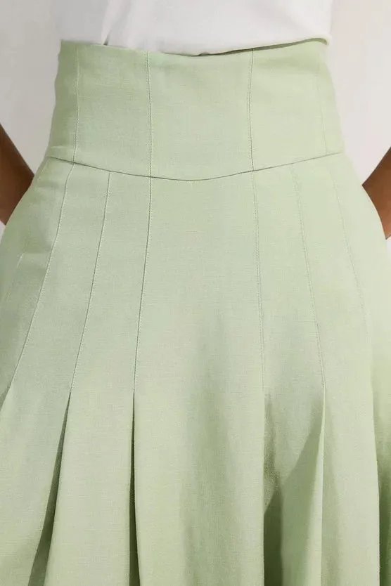Viscose Linen Tailored Full Skirted Midaxi Skirt