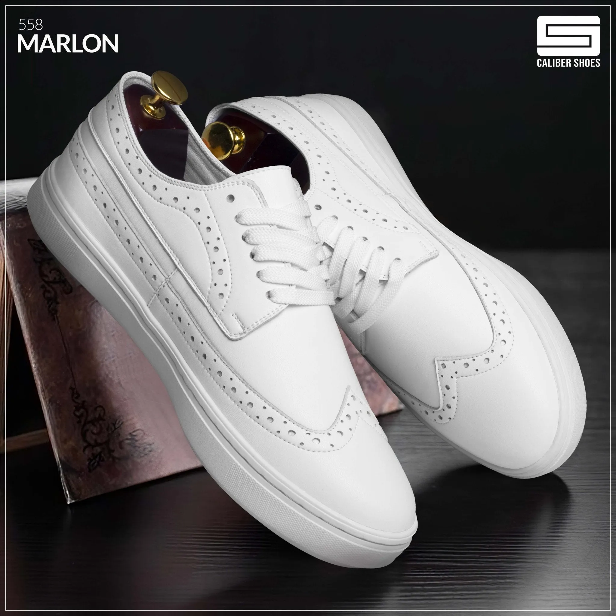 White Casual Sneakers for Men (Marlon 558)