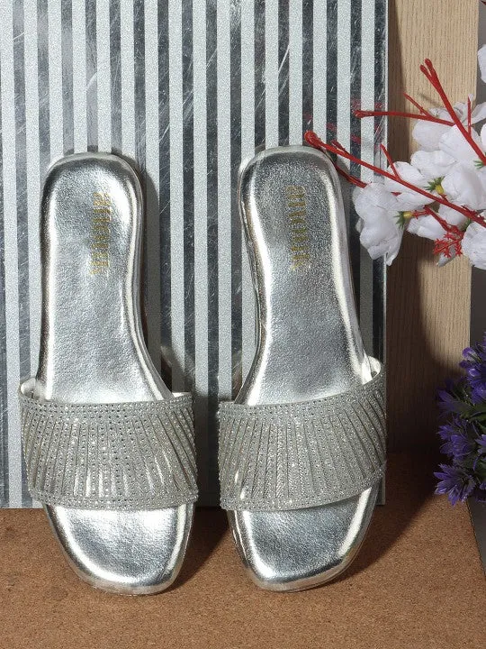 Women Embellished Party Open Toe Flats