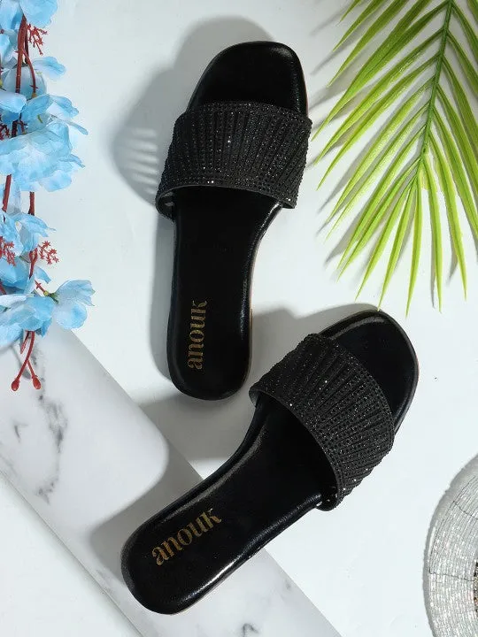 Women Embellished Party Open Toe Flats