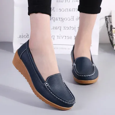 Women Flats Spring Summer Genuine Leather Casual Loafers