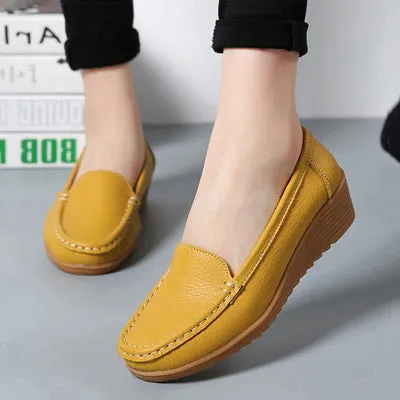Women Flats Spring Summer Genuine Leather Casual Loafers
