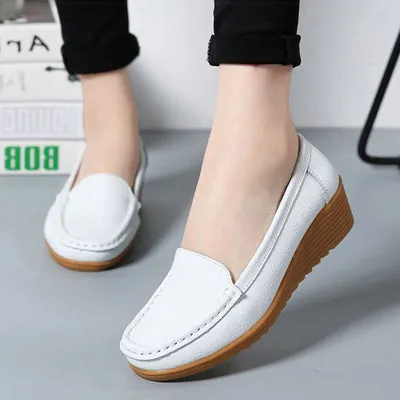 Women Flats Spring Summer Genuine Leather Casual Loafers