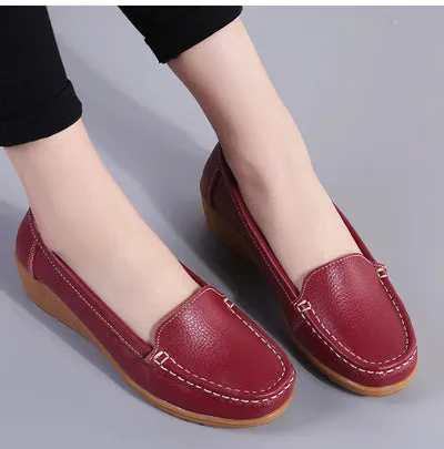 Women Flats Spring Summer Genuine Leather Casual Loafers