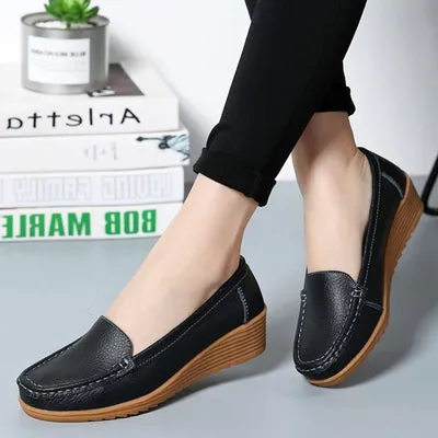 Women Flats Spring Summer Genuine Leather Casual Loafers