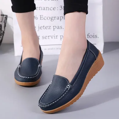 Women Flats Spring Summer Genuine Leather Casual Loafers