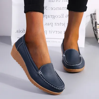 Women Flats Spring Summer Genuine Leather Casual Loafers