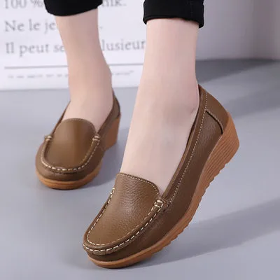 Women Flats Spring Summer Genuine Leather Casual Loafers