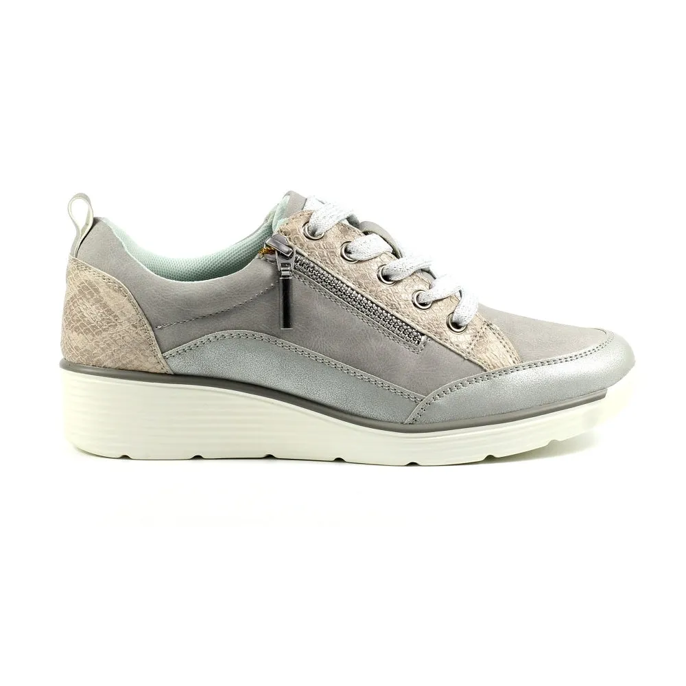 Womens Lunar Wedge Trainers Silver