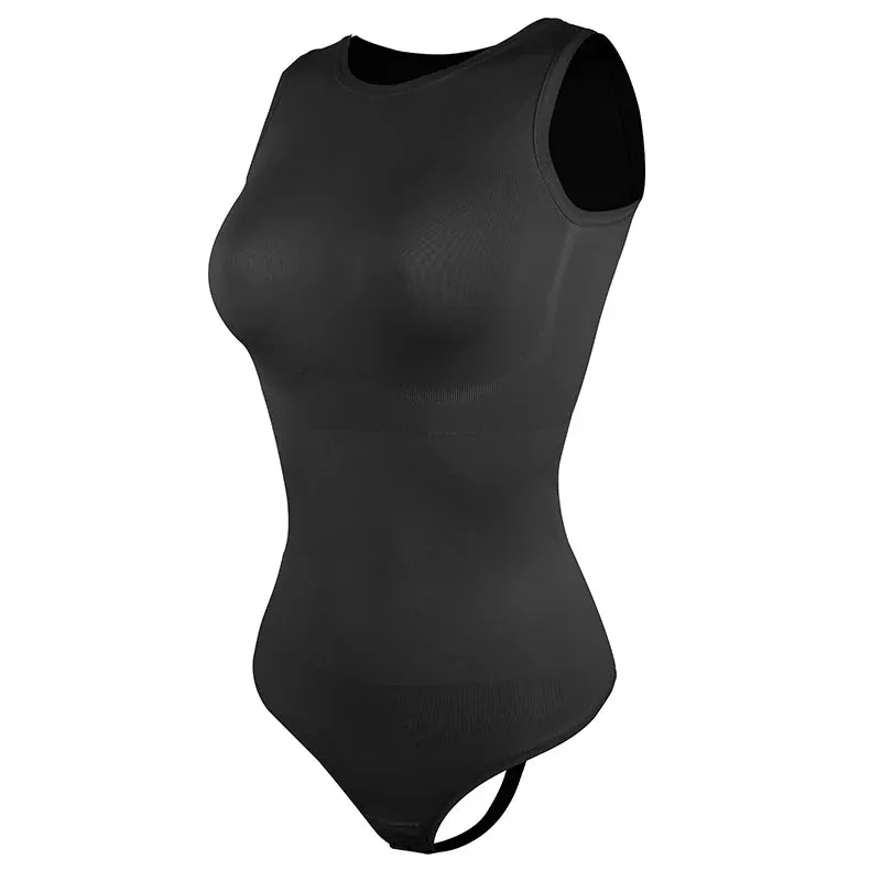 Women's Sleeveless Scoop Neck Bodysuit - Shapewear with Thong Waist Trainer & Tummy Control