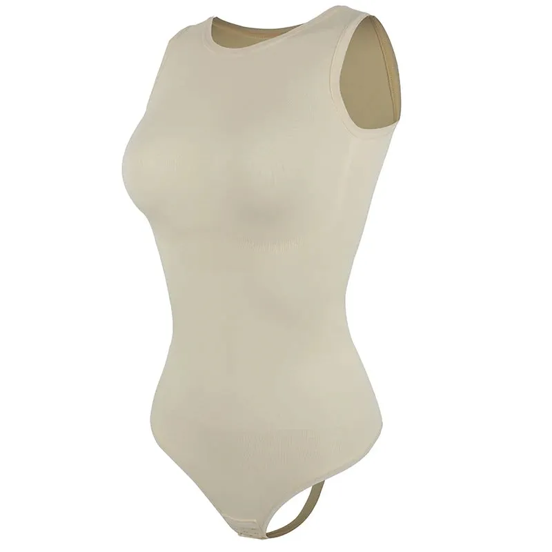 Women's Sleeveless Scoop Neck Bodysuit - Shapewear with Thong Waist Trainer & Tummy Control