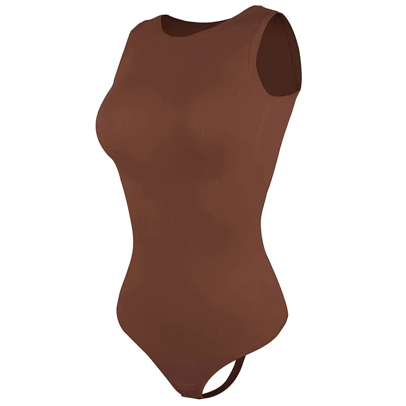 Women's Sleeveless Scoop Neck Bodysuit - Shapewear with Thong Waist Trainer & Tummy Control