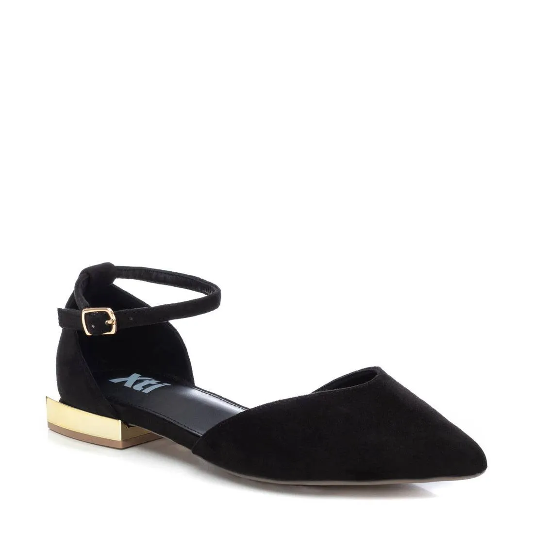Women's Suede Pointy Toe Ballet Flats By XTI_141426_Black